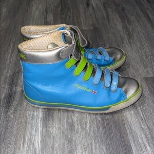 Reebok Silver and Blue High-Top Sneakers